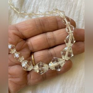 Vintage Faceted Clear‎ Crystals Jeweled Necklace
